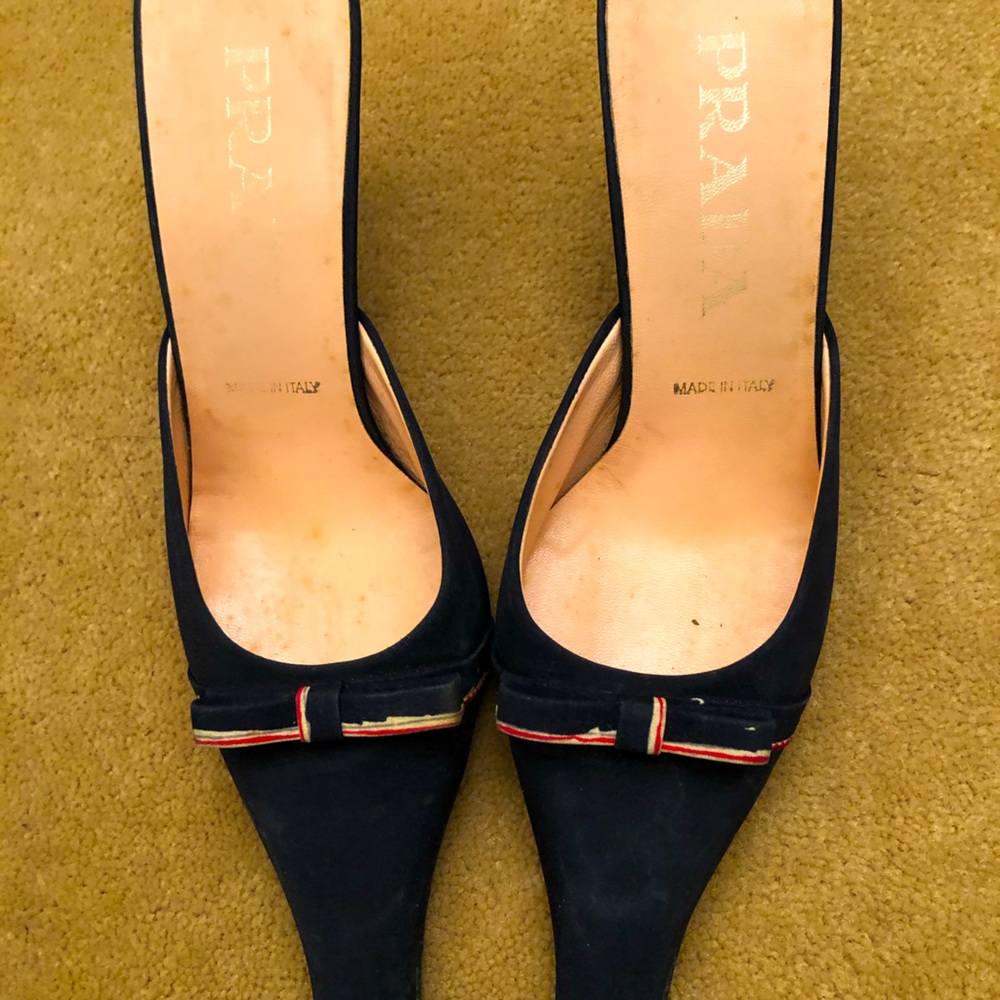 Mules with Stripe Bow